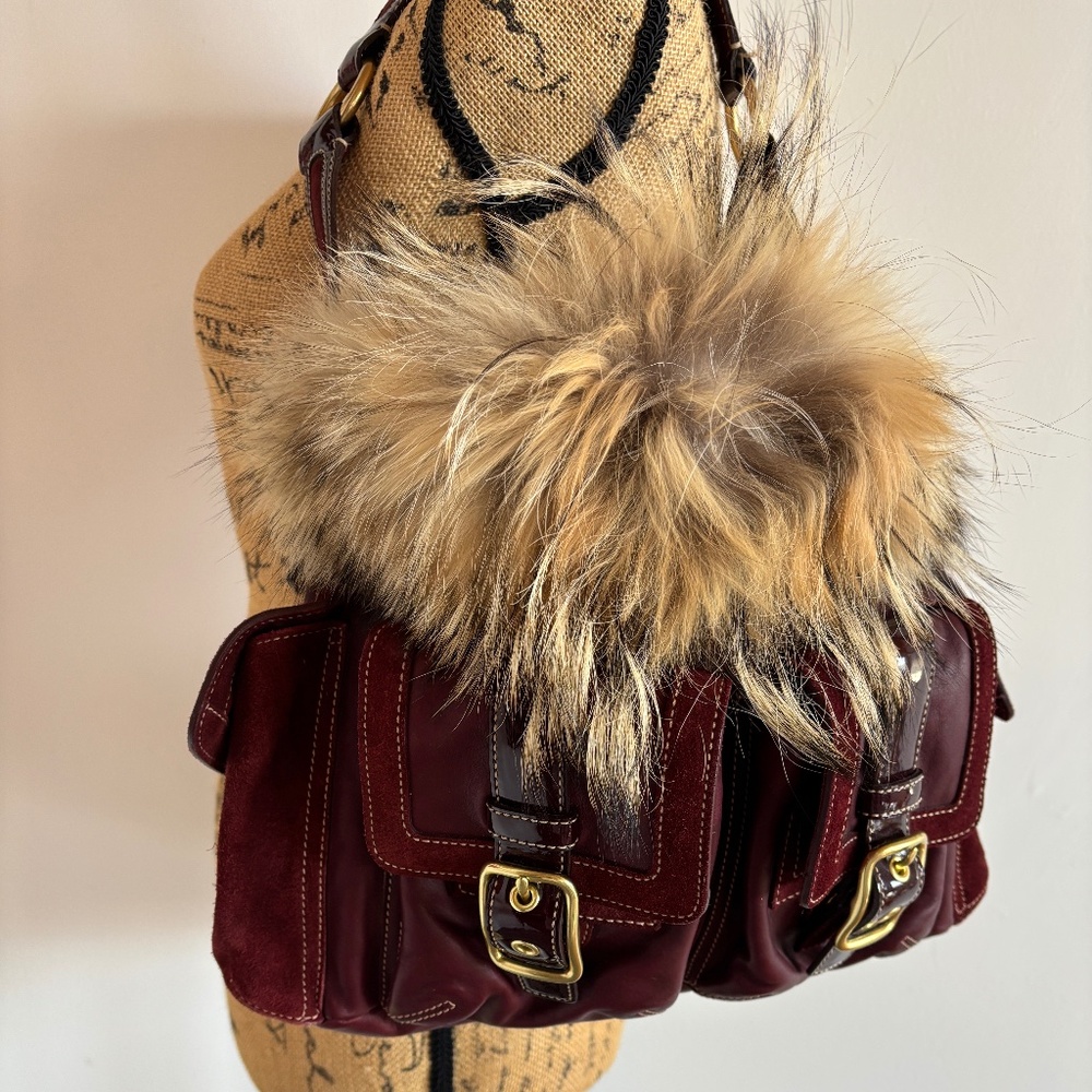 Coach Legacy Handbag with Fur trim